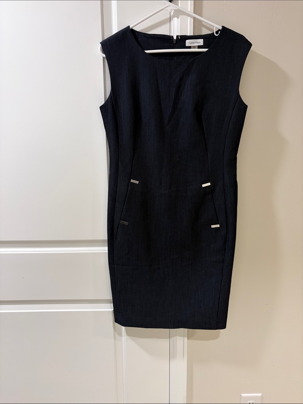 Calvin Klein Navy Sleeveless Sheath Dress 8